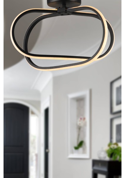 Tek Ebat Loca 3 Renk Ledli Tavan Montaj Avize Siyah Modern Alüminyum LED Siyah 20 -34 cm 1
