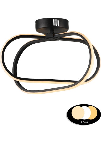 Tek Ebat Loca 3 Renk Ledli Tavan Montaj Avize Siyah Modern Alüminyum LED Siyah 20 -34 cm 1