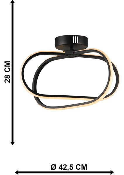 Tek Ebat Loca 3 Renk Ledli Tavan Montaj Avize Siyah Modern Alüminyum LED Siyah 20 -34 cm 1