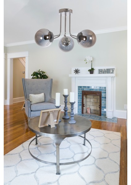 3 Daisy Modern Krom Renk Globe Füme Camlı Salon - Mutfak - Yatak Odası 3 Lü Avize E27 35 - 50 Moder