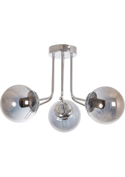 3 Daisy Modern Krom Renk Globe Füme Camlı Salon - Mutfak - Yatak Odası 3 Lü Avize E27 35 - 50 Moder fiyatları