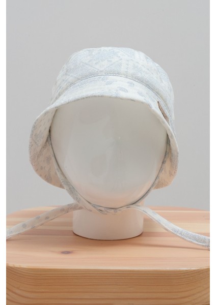 Draw Boy Summer Collection Ekru - Mavi %100 Pamuk Müslin Erkek Şapka