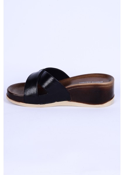 7010 Yüksek Taban Ortopedik Taban Siyah Günlük Kadın Terlik modelleri