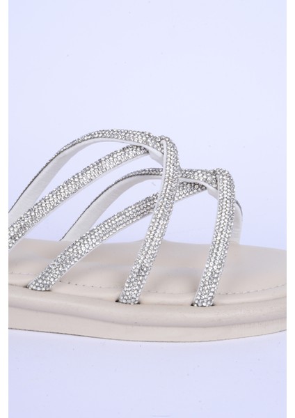 5104 Taş Ipli Rahat Taban Krem Günlük Kadın Terlik fiyatları