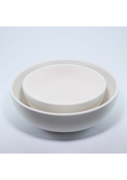 (Ham Ürün) 2 Li 19,5 cm Salata Kasesi Seramikbisküvi (Ham Ürün)
