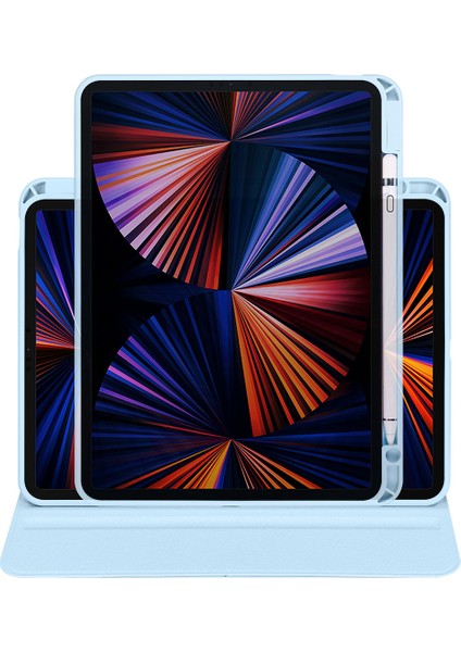 Apple iPad Pro 11 3. Nesil (2021) Yatay ve Dikey Dönebilen Standlı Kalem Şarjına Uygun Darbe Dayanıklı Thermix Kılıf A2377 A2459 A2301 A2460