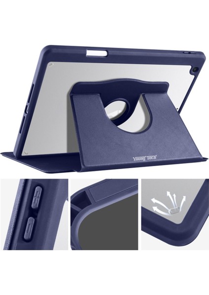 Apple iPad 7. Nesil 10.2 (2019) Yatay ve Dikey Dönebilen Standlı Kalem Şarjına Uygun Darbe Dayanıklı Thermix Kılıf A2197 A2200 A2198