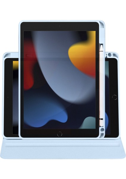 Apple iPad 9. Nesil 10.2 (2021) Yatay ve Dikey Dönebilen Standlı Kalem Şarjına Uygun Darbe Dayanıklı Thermix Kılıf A2602 A2604 A2603 A2605