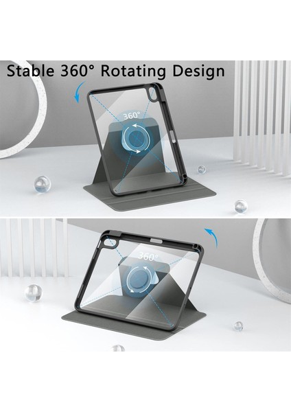 Apple iPad 10. Nesil 10.9 (2022) Yatay ve Dikey Dönebilen Standlı Kalem Şarjına Uygun Darbe Dayanıklı Thermix Kılıf ve Ekran Koruyucu A2696 A2757 A2777 A3162