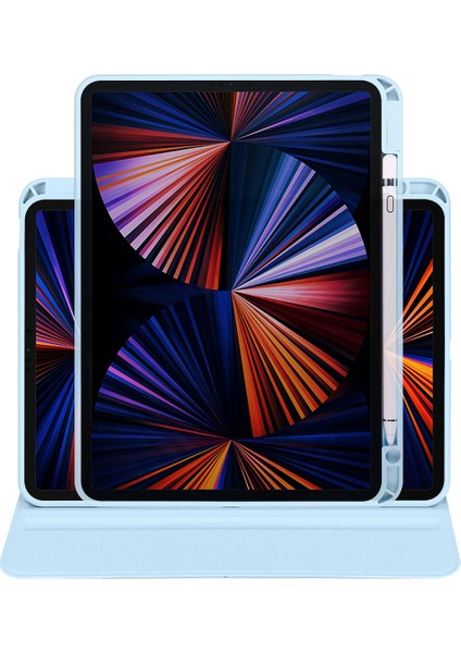Apple iPad Air 5. Nesil 10.9 (2022) Yatay ve Dikey Dönebilen Standlı Kalem Şarjına Uygun Darbe Dayanıklı Thermix Kılıf A2591 A2589 A2588 modelleri