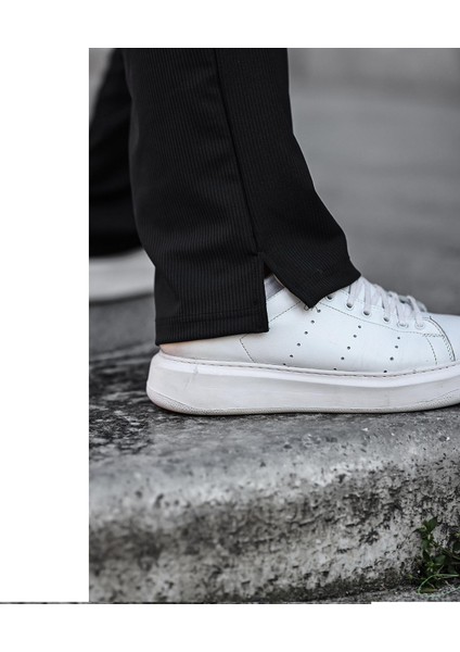 Erkek Siyah Fitilli Yırtmaçlı Buggy Eşofman Altı fırsatları