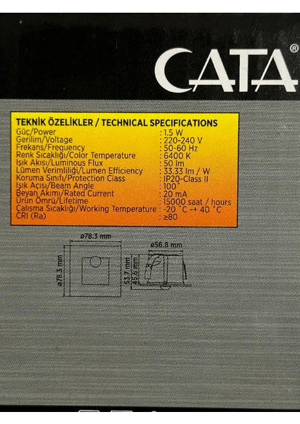 CT-5183 1,5W 6400K (Beyaz Işık) Sensörlü Koridor Aydınlatması (10 Adet)