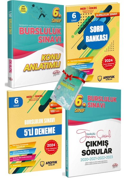 Editör Yayınları 2024 6. Sınıf Bursluluk Sınavı Konu Anlatımı - Çıkmış Sorular - Ardışık Yayınları 6. Sınıf Bursluluk Sınavı Soru Bankası - Bursluluk Sınavı 5'li Deneme - İngilizce