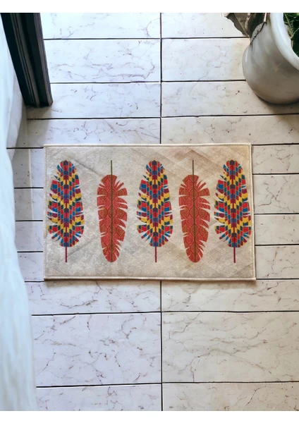 Nilin Vadisi Kuş Tüyü Desenli Yıkanabilir Kaydırmaz Banyo Paspası 40X60 cm