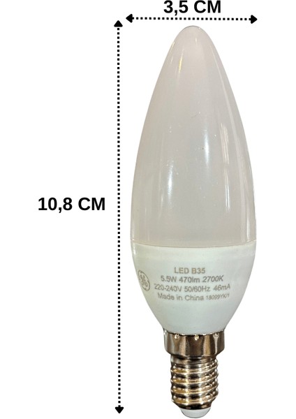 5,5W (40W) 2700K (Sarı Işık) E14 Duylu LED Ampul (10 Adet)