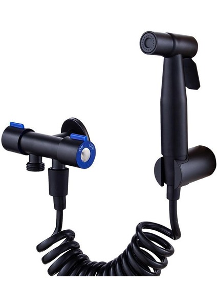 Paslanmaz Çelik Tuvalet Musluk Bide Seti Kolay Kurulum Kullanım Çift Çıkışlı Siyah Evcil Hayvan Yıkama Aleti Siyah fırsatları