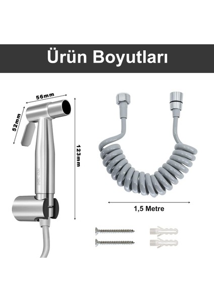 Paslanmaz Çelik Tuvalet Musluk Lavabo Bide Seti Kademeli Jet Püskürtme Spiral Hortum Kolay Montaj indirimleri