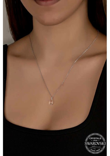 Swarovski Crystal Taşlı Drop Kesim Gümüş Kadın Kolye fiyatları
