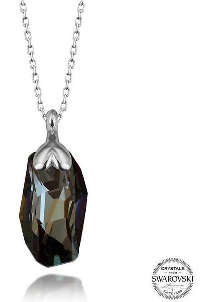 Swarovski Crystal Taşlı Özel Kesim Gümüş Kadın Kolye