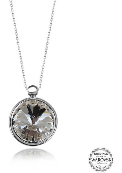 Swarovski Crystal Taşlı Çerçeveli Gümüş Kadın Kolye