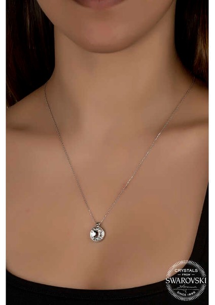Swarovski Crystal Taşlı Çerçeveli Gümüş Kadın Kolye fiyatları