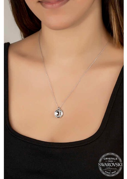 Swarovski Crystal Taşlı Çerçeveli Gümüş Kadın Kolye fiyatları