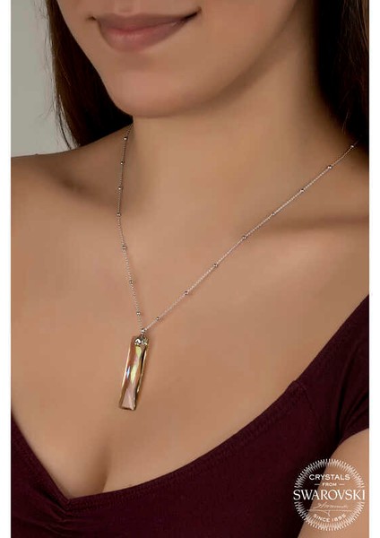Swarovski Crystal Taşlı Top Zincir Baget Gümüş Kadın Kolye fiyatları