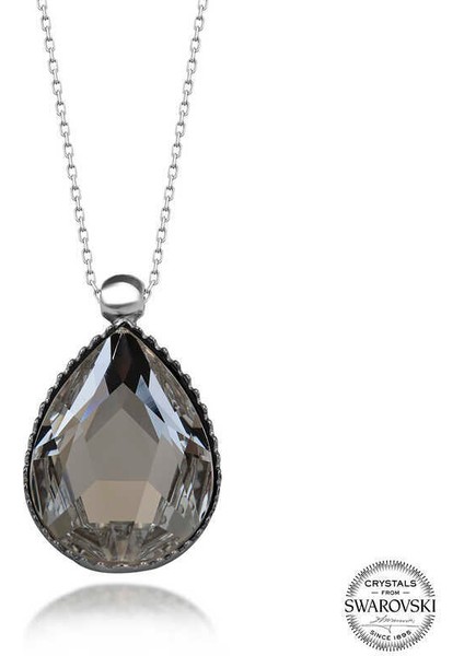 Swarovski Crystal Taşlı Damla Gümüş Kadın Kolye