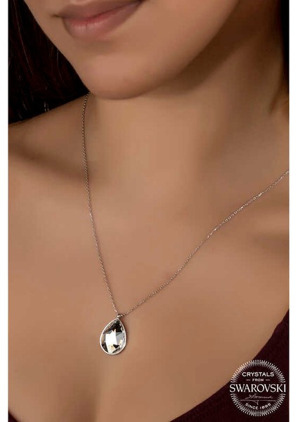 Swarovski Crystal Taşlı Damla Gümüş Kadın Kolye fiyatları