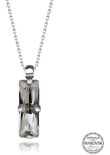 Swarovski Crystal Taşlı Baget Gümüş Kadın Kolye