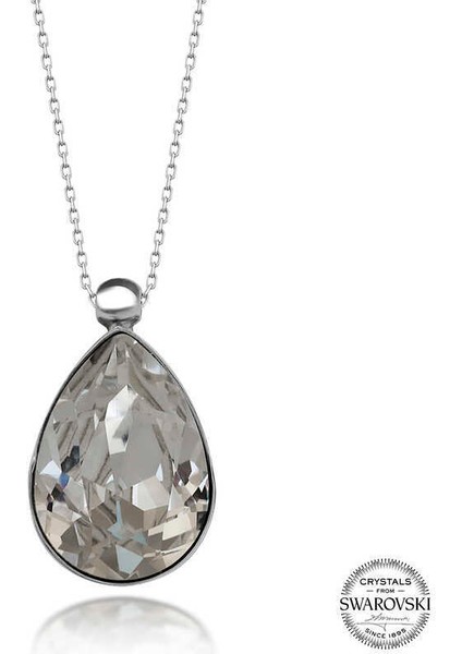 Swarovski Crystal Taşlı Damla Gümüş Kadın Kolye