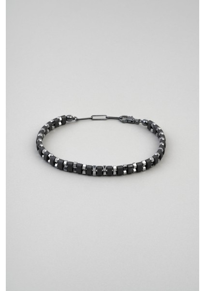 Hematit Taşlı 21 cm Gümüş Erkek Bileklik