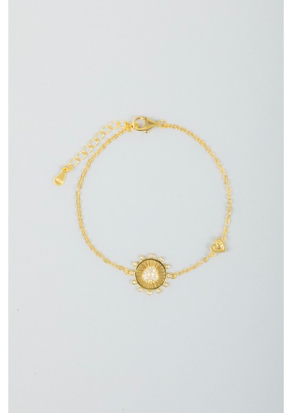 Kalp Atışı 18 Ayar Sarı Altın Kaplama Gümüş Minimal Bileklik