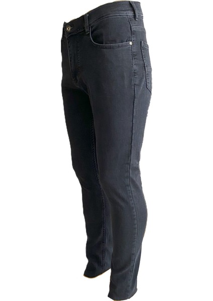 Erkek Regular Fit Boru Paça Likralı Esnek Kot Pantolon Siyah Füme modelleri
