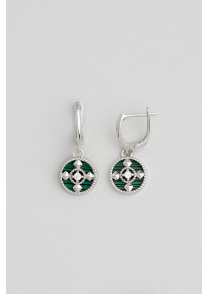 Serenity 18 Ayar Beyaz Altın Kaplama Gümüş Küpe