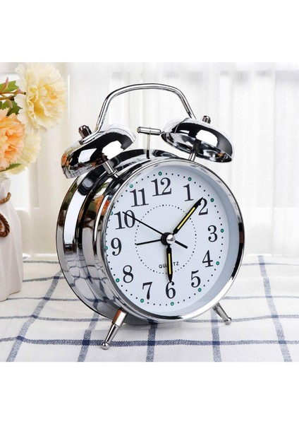 Akar Saniyeli Nostaljik Büyük Boy Masa Çalar Saat Yüksek Alarm Sesi 16,5cm Hediyelik Işıklı Parlak Akrep Yelkovan