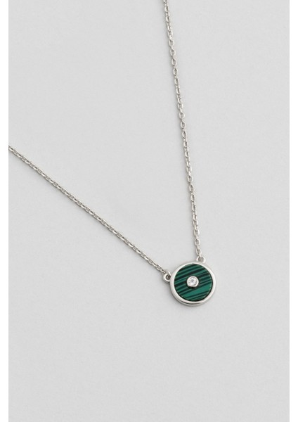 Minimal Malahit 18 Beyaz Altın Kaplama 44 cm Gümüş Kolye fiyatları