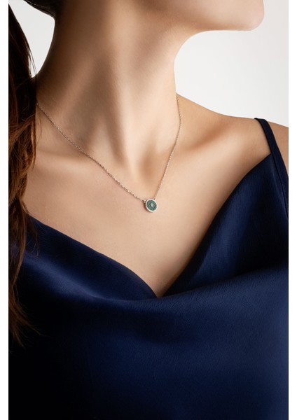 Minimal Malahit 18 Beyaz Altın Kaplama 44 cm Gümüş Kolye modelleri