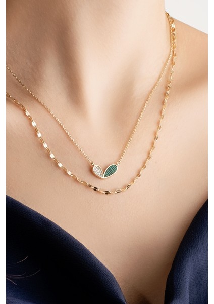 Lucky 18 Ayar Sarı Altın Kaplama 50 cm Gümüş Ikili Kolye fırsatları