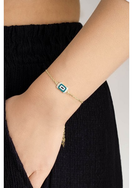 Evil Eye 18 Ayar Sarı Altın Kaplama Ayarlanabilir Gümüş Minimal Bileklik