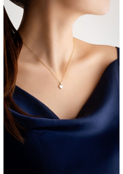 Sedef Kalbi 18 Ayar Sarı Altın Kaplama 43 cm Gümüş Minimal Kolye fırsatları