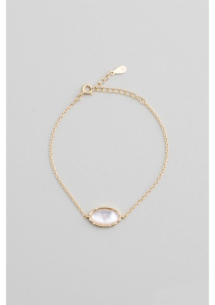 Mirror 18 Ayar Sarı Altın Kaplama 19 cm Gümüş Minimal Bileklik