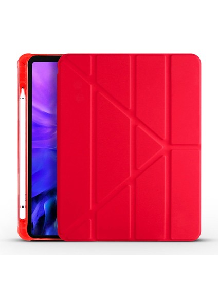 Apple iPad Pro 12.9 4.nesil (2020) 4 Farklı Standlı Kalemlikli Darbeye Dayanıklı Kılıf ve Ekran Koruyucu A2229 A2069 A2232 A2233