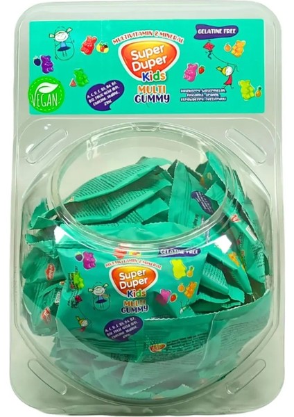 Durukan Şekerleme Super Duper Multivitamin ve Mineralli Jelibon (Kids Multi Gummy) 40X20G