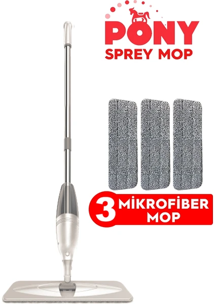 Sprey Mop + Mikrofiber Bez 3'lü Temizlik Seti