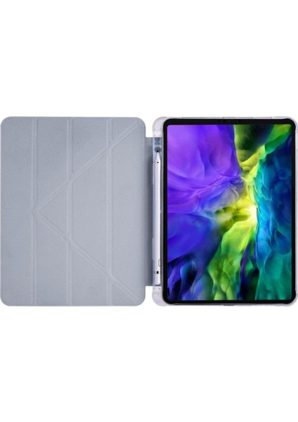 Apple iPad Pro 12.9 4.nesil (2020) Yatay ve Dikey Standlı Antişok Köşe Korumalı Kalemlikli Origami Slikon Kılıf A2229 A2069 A2232 A2233 fırsatları