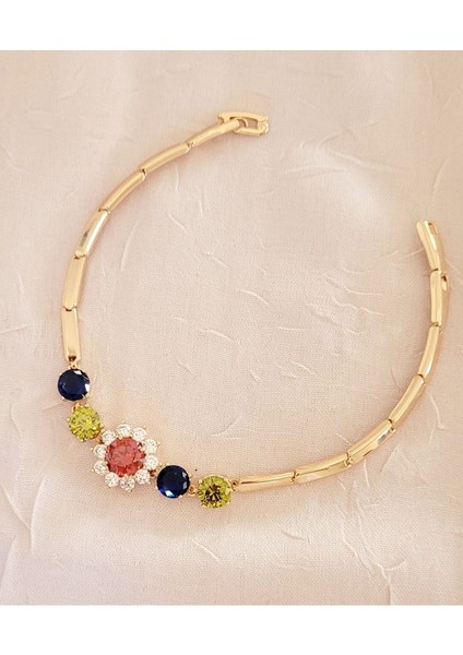 Zirkon Taşlı Çiçek Gold Baget Bileklik fiyatları