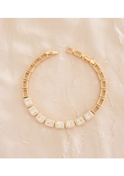 Zirkon Taşlı Gold Baget Bileklik