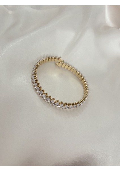Tamtur Taşlı Zirkon Çelik Gold Bileklik modelleri