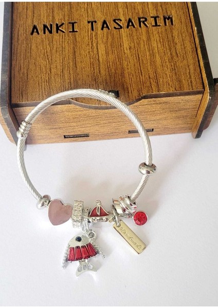 Balık ve Kalp Charmlı Çelik Bileklik modelleri